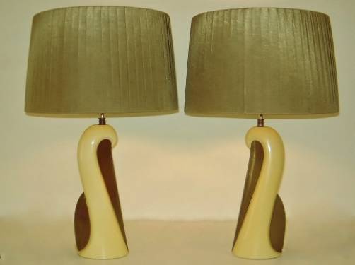 Pair vintage ceramic table lamps, 1950`s ca, French